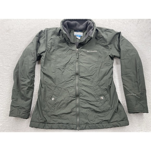 Columbia Omni-Shield‎ Jacket Women's Medium Olive Green Full Zip Coat Fleece - Picture 1 of 10